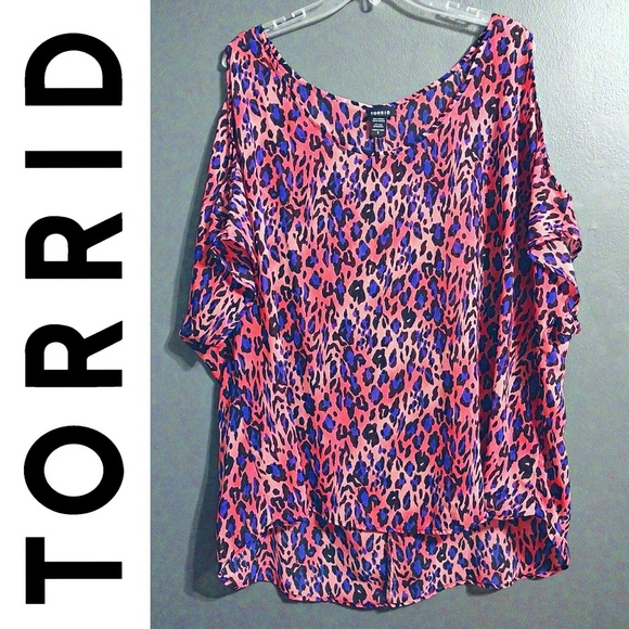 torrid Tops - Torrid off shoulder pink leopard animal print top
